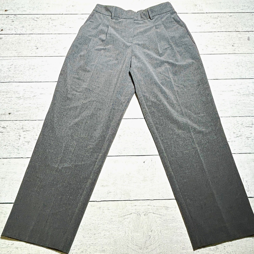 Rachel Zoe Women’s Gray Solid Pleated Straight Leg Woven Dress Pants, 6
